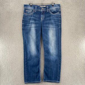 BKE Denim Jeans Womens 30 Harper Blue Medium Wash Contrast Stitch Crop Stretch